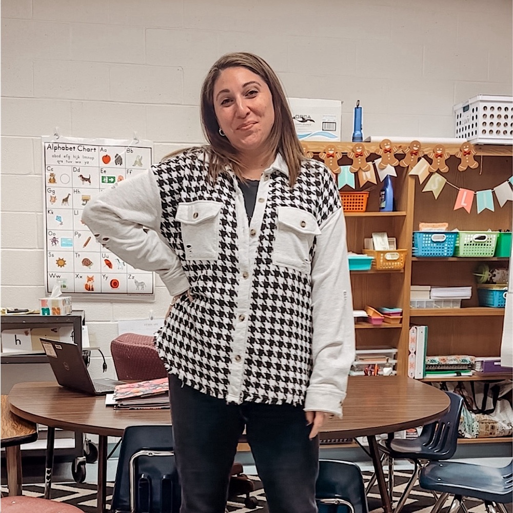 Distressed Houndstooth Shacket